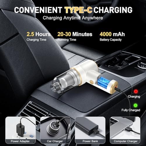 KMM Handheld Car Vacuum Cleaner, 9000PA Hand Held Vacuum & Air Duster - Image 4