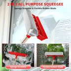 Window Squeegee with 18.5"-28.5" Retractable Handle, 2-in-1 Squeegee for Window Cleaning Tool for Cars, Trucks, Glass Doors, Shower, Outdoor Windows – Window Cleaner (Red) - Image 7