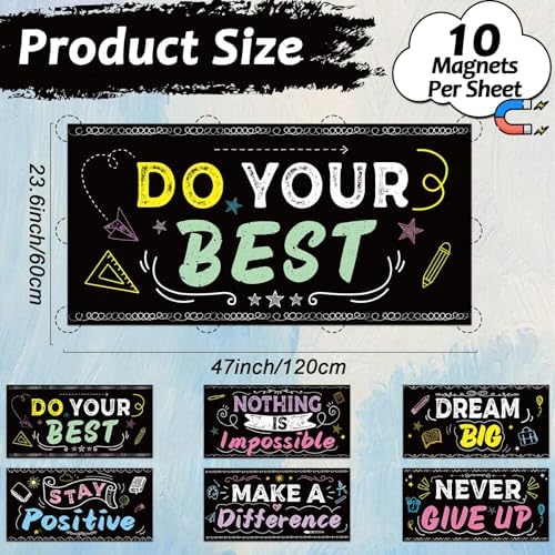 6Pcs Inspirational Fluorescent Light Covers for Classroom Ceiling Light 4x2Ft Motivational Word Magnetic Lights Cover Filter Easy Install for Back to School Office Hospital Ceiling Supply (Blackboard) - Image 2