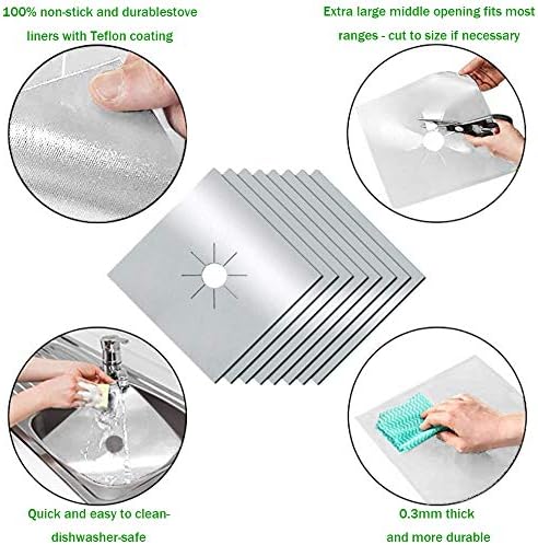 Stove Burner Covers,0.3MM Double Thickness,8 Pack,Silver,Size 10.6” x 10.6” - Image 5