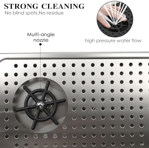 Pitcher Washer, Espresso Washer, Drainage and Drip Tray Stainless Steel Bar Glass Washer is The Sink, and The Cup Spray Washer is The Home Kitchen Hotel Cafe Restaurant (KF27-Silver) - Image 6