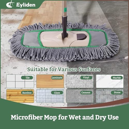 Eyliden Pro Dust Mop for Floor Cleaning, 3 Reusable Microfiber Thicker Pads - Image 5