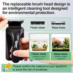hygger Magnetic Aquarium Fish Tank Glass Cleaner,Detachable Dual-Blades Brush Tool with Floating Scrubber, Double Side Magnetic Scraper for 0-0.25 Inch Thick Glass Aquariums Tank (S) - Image 3