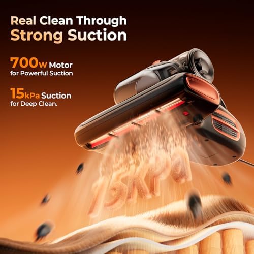 JIGOO T600 Bed Mattress Vacuum Cleaner with UV-C Light, 15Kpa Suction, 700W - Image 2