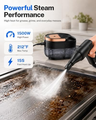 Steam Cleaner for Home, 1.6L Tank, 3 Steam Levels, 15s Fast Heat-Up - Image 2