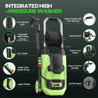 2026 New 5000 PSI Electirc Pressure Washer with 3 Levels Adjustable Pressure Gun, 4 Nozzles and Foam Cannon, Heavy Duty Power Washer for Home/Car/Fence/Garden, 20FT Hose+35FT Cord, Green - Image 5