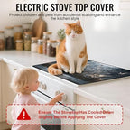 NYZE 28" x 20" Electric Stove Top Cover - Silver Tree of Life Glass Stovetop Protector Mat, Heat Resistant Silicone Stove Topper & Counter Space Saver for Modern Kitchen Decor - Image 4
