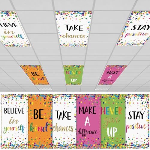 6pcs Classroom Fluorescent Magnetic Light Covers,2x4 FT Colorful Confetti by Hallswl