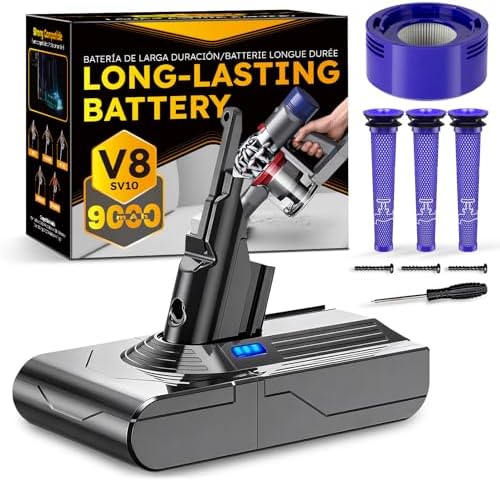 Upgraded Battery Replacement Compatible with Dyson V8/SV10 (21.6V, 8000mAh) by CELLPOW
