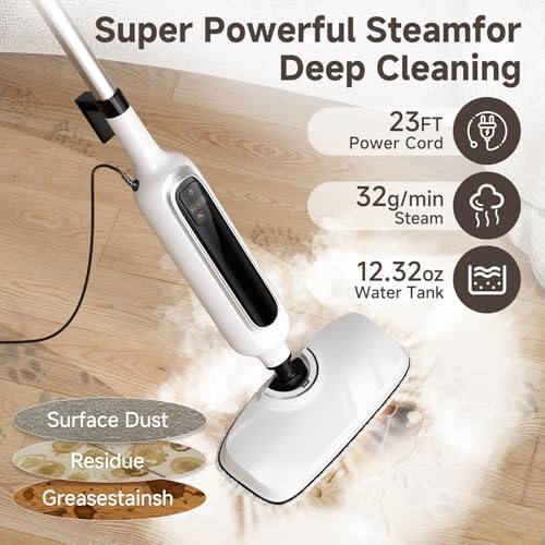 12-in-1 Steam Mop, Detachable Handheld Steam Cleaner for Home, 23FT Cord - Image 3