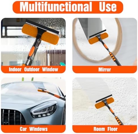 LAANPOLE 26FT Window Squeegee with Extension Pole, 2-in-1 Squeegee for Window Cleaning, Professional Cleaning Kit for Home with 20FT Telescoping Pole for Outdoor Indoor Use - Image 4