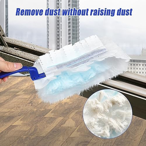 100 Pcs Duster Refills Bulk, Thickened Duster Refill Electrostatic Duster Head, Duster Refills for Cleaning with 4 Handles, Disposable Duster Refills for Cleaning Blinds, Ceiling Fans(Blue) - Image 2