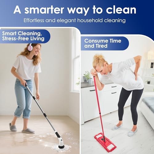 Cordless Electric Spin Scrubber, IPX7 Waterproof Rechargeable Power Cleaning Brush with 4000mAh Battery, 210min Runtime, 7 Brush Heads, 3 Adjustable Speeds, for Shower, Tub, Tile, Kitchen, Floor - Image 2