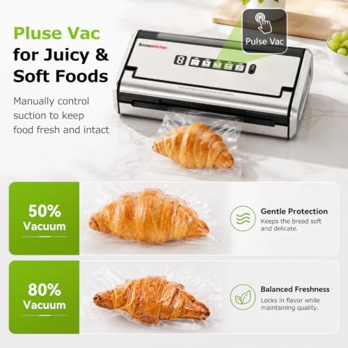 Bonsenkitchen Vacuum Sealer for Food, Stainless Steel, 0.2-inch Wider Seal - Image 3