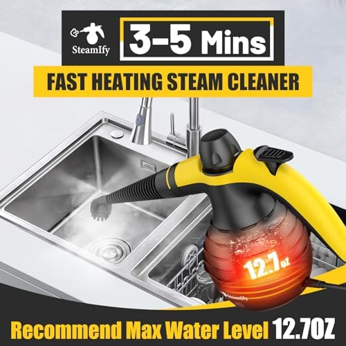 Pressurized Handheld Steam Cleaner with 10pcs Accessories & Safety Lock, Multi-Purpose & Powerful Home Use Steamer for Cleaning, Car, Bathroom, Shower, Upholstery, Grout, Window - Image 4