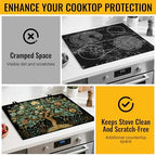 NYZE Stove Top Cover for Electric Stove 28x20 Inch Silicone Stove Topper & Protector, Decorative Kitchen Mat for Electric/Glass Stove Top (Teal & Gold Floral Tree) - Image 5