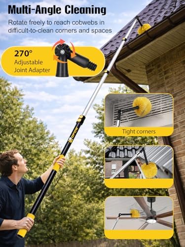 25ft High Reach Cobweb Duster with 5-18ft Extension Pole and 2 Brush Heads - Image 4