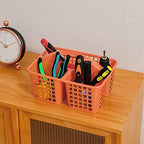 Portable Shower Caddy Basket Plastic Storage Basket with Compartment Orange - Image 3