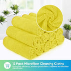 HOMEXCEL Yellow Microfiber Cleaning Cloth, 24 Pack Premium Microfiber Towels for Cars, Lint Free, Highly Absorbent, Reusable Cleaning Rags for Car, Household, Kitchen, Window, 11.5"X11.5" - Image 5