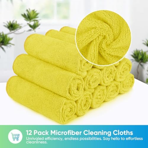 HOMEXCEL Yellow Microfiber Cleaning Cloth, 24 Pack Premium Microfiber Towels for Cars, Lint Free, Highly Absorbent, Reusable Cleaning Rags for Car, Household, Kitchen, Window, 11.5"X11.5" - Image 5