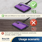 Yocada Carpet Sweeper Cleaner Manual Household Sweeper 1*Extra Brush - Image 4