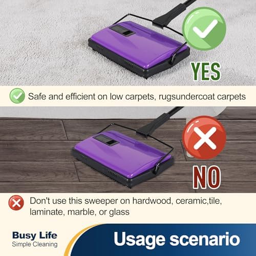 Yocada Carpet Sweeper Cleaner Manual Household Sweeper 1*Extra Brush - Image 4