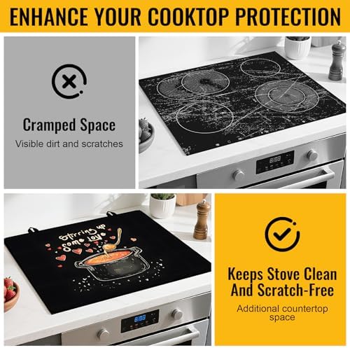 Stove Top Cover for Electric Stove,Glass Stove Top Cover, Heat Resistant Glass Cooktop Cover, Stovetop Protector, Kitchen Decor, Dish Drying Mats Cover for Ceramic Washer Top 28.5x20.5 inch - Image 4