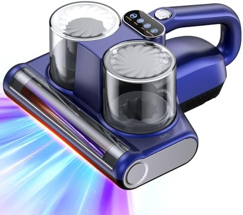 Mattress Vacuum Bed Vacuum Cleaner 16Kpa Suction 253.7nm UV-C Light, 140°F Heated Air, 30000 RPM Brushroll, Ultrasonic, HEPA Filter, Handheld Vacuums for Carpet/Sofa, 500W Corded, (Light Blue) by Focusonhomelifeandhealth