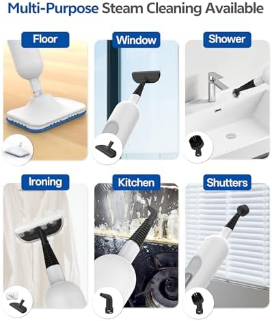 Steam Mop,12-in-1 Handheld Steam Cleaner,Powerful Detachable Steam Mop for Floor Cleaning,360ML Tank,15FT Power Cable,Scrubbing Steam Cleaner,Light White - Image 3