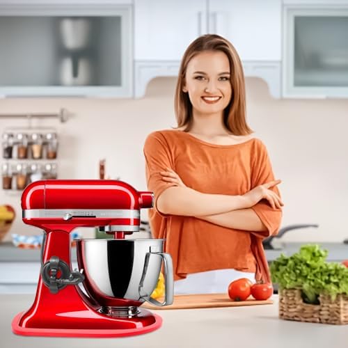 Sliding Mat for Kitchen aid 4.5-5 Qt Stand Mixer with 1Pc Cord Organizer and 3Pcs Attachment Holder for Kitchen Appliance Slider (4.5-5 Qt Bamboo and Attachment, Red) - Image 6