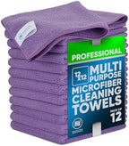 MW PRO Microfiber Cleaning Cloths Purple (12 Pack, 12x12) - Commercial Janitorial Towels & Lint Free Rags - Heavy Duty for Auto Detailing, Glass Windows, Housekeeping & Screens - Washable 300+ Times by MicrofiberWholesale