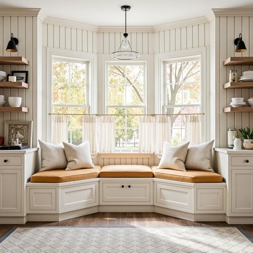 jinchan Linen Pinch Pleated Back Tab Tier Curtains, 26x24, Natural - Image 4