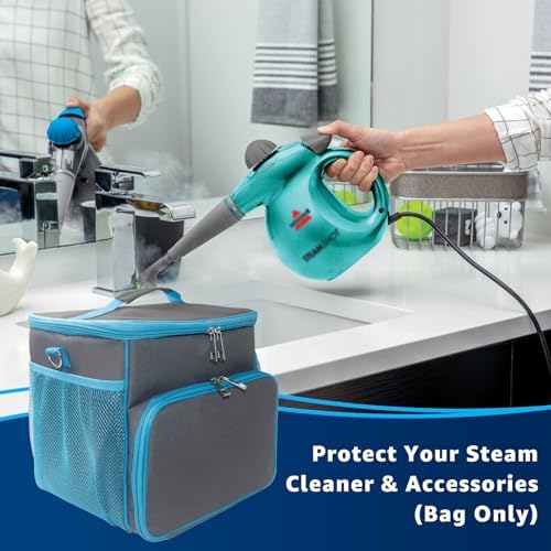 Carry Bag for Bissell SteamShot Steam 39N7V/39N7A Cleaner, Handheld Steam Cleaner attachments, Adjustable Compartments Large Storage Bag for bissell steamshot accessories, Bag Only (Gray & Blue) - Image 6