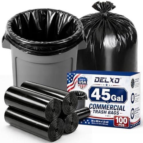 Delxo 40-45 Gallon Trash Bags, 100 Count, 38” x 46” Heavy Duty Garbage Bags by Delxo
