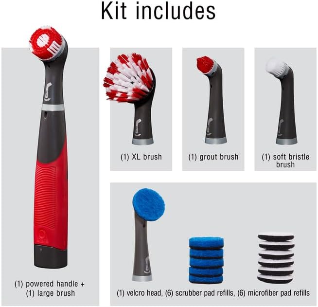 Rubbermaid Reveal Power Scrubber 18-Piece Kit, Cordless Electric Battery Powered Scrub Brush, Water Resistant, for Home/Kitchen/Bathroom/Grout/Tile/Shower/Tub - Image 2