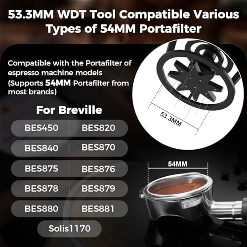 IKAPE Espresso Coffee V3 WDT Tool, 54mm Stirrer Distribution Tool, Equipped with 10-needle Stirrer, Adjustable Needle Height, Coffee Stirrer with Dosing Funnel & Stand - Image 2