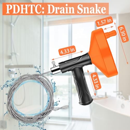 33 Feet Drain Snake Auger, Plumbing Snake Drain Hair Clog Removal Tool, Heavy Duty Toilet Snake Auger, Sink Unclogger Drain Cleaner Tool for Bathroom Kitchen Tub Shower with Gloves - Image 7