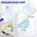 100 Pcs Duster Refills Bulk, Thickened Duster Refill Electrostatic Duster Head, Duster Refills for Cleaning with 4 Handles, Disposable Duster Refills for Cleaning Blinds, Ceiling Fans(Blue) - Image 4