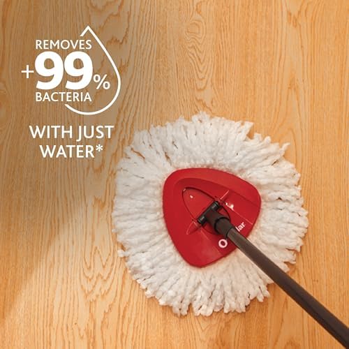 O-Cedar EasyWring Microfiber Spin Mop & Bucket Floor Cleaning System + 2 Extra Refills, Red/Gray - Image 4
