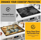 NYZE Stove Top Cover for Electric/Glass Stove, 28x20 Inch Stovetop Cover Flat Top Protector Dish Drying Mat for Kitchen (Blue Grid Daisy Jars) - Image 4