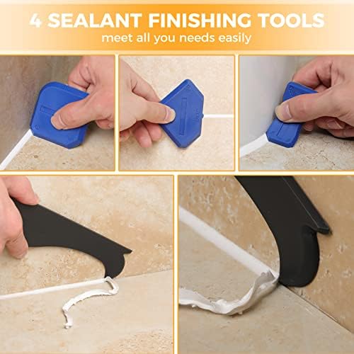 Saker Silicone Caulking Tool 3-in-1 Grout Removal Tool Kit Black Blue - Image 3