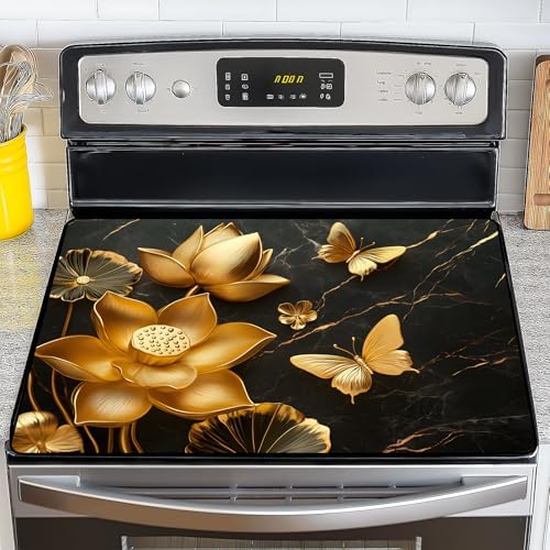 Stove Top Cover for Electric Stove,Glass Stove Top Cover, Heat Resistant Glass Cooktop Cover, Stovetop Protector, Kitchen Decor, Dish Drying Mats Cover for Ceramic Washer Top 28.5x20.5 inch by GIVEYOUTHEBEST