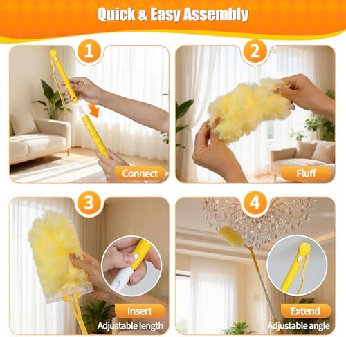 30 Count 360° Heavy Duty Duster Refills, Compatible with Swiffer Duster, Larger Size Disposable Electrostatic Microfiber Dusters, 4X Thick Cleaning Dusters, Unscented - Image 6