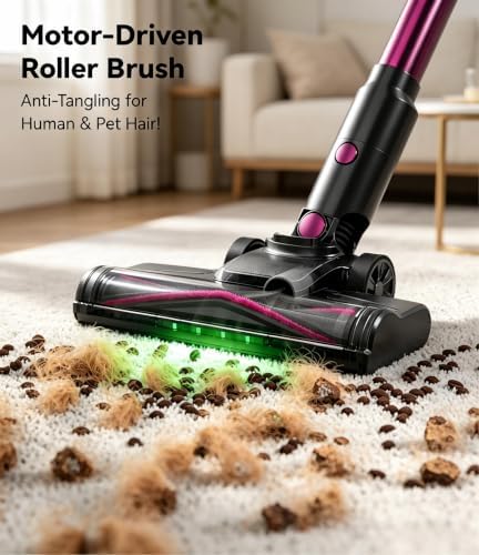 Cordless Vacuum Cleaner for Home,600W 35KPA 60Mins(Fuchsia) - Image 4