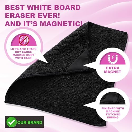 Tudomro 30 Pcs Magnetic Microfiber Cleaning Cloth, Black - Image 4