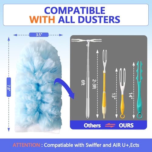Heavy Duty Duster Refills for Swiffer Duster (40 Count) | 360° Unscented Disposable Multisurface Dusters with 1 Handle- for Home, Blinds, Fans & Corners, Blue - Image 2