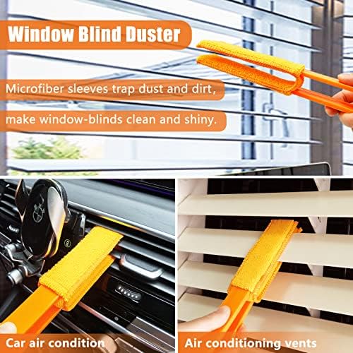 4 Pack Microfiber Blinds Duster, 4 Removable and Washable Sleeves, Cleaner for Window Blinds, Air Conditioner Vents, Fans, Car Vents - Image 5