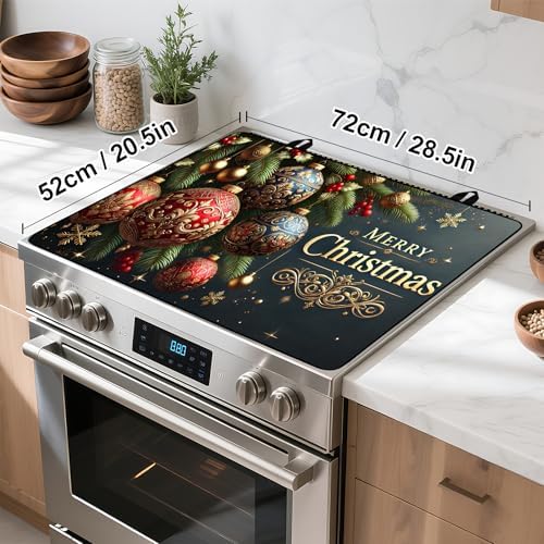 Christmas Stove Top Cover Snowman Stove Top Cover for Home Decoration Kitchen Pad Non-Stick Washable Cooktop Covers Countertop Protector Keep Stove Clean 28"x20" (Ball) - Image 4