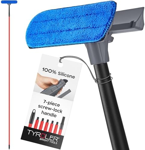 Tyroler Window Squeegee with Extension Pole 12"-110" | 100% Silicone Head by TyrolerBrightTools