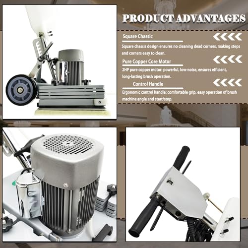 20" Commercial Floor Scrubber & Polisher Multi-functional Grinding Machine with 13L Tank - 2834 RPM for Wood, Tile, Epoxy, Low Noise Industrial Use 1500W 110V - Image 6